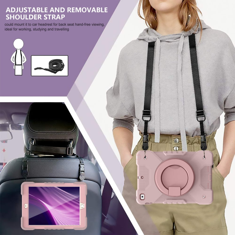 Shockproof Colorful Silicone + PC Protective Case with Holder & Shoulder Strap & Pen Slot For iPad 9.7 inch (2017) & (2018)