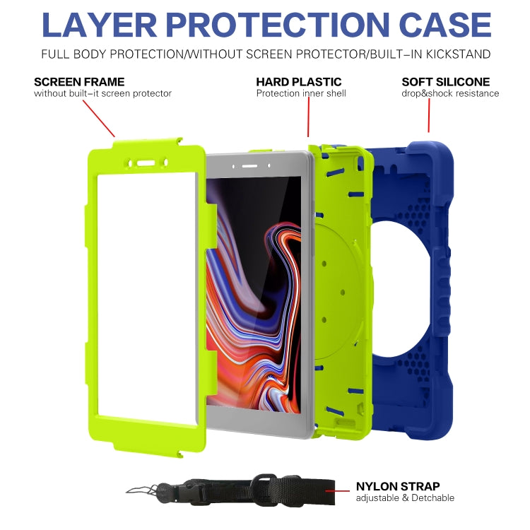 For Samsung Galaxy Tab A 8.0 (2019) T290 / T295 Shockproof Colorful Silicone + PC Protective Case with Holder & Shoulder Strap & Pen Slot
