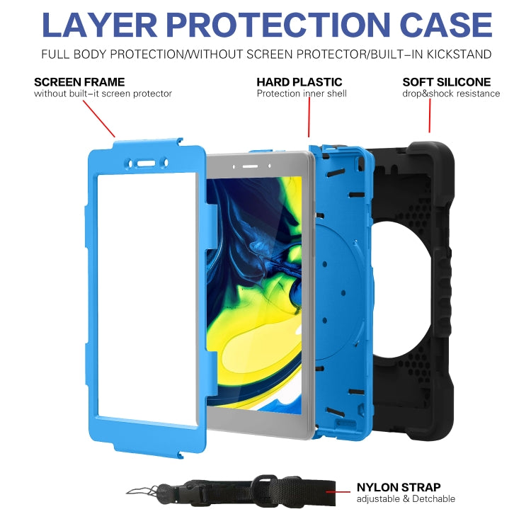 For Samsung Galaxy Tab A 8.0 (2019) T290 / T295 Shockproof Colorful Silicone + PC Protective Case with Holder & Shoulder Strap & Pen Slot