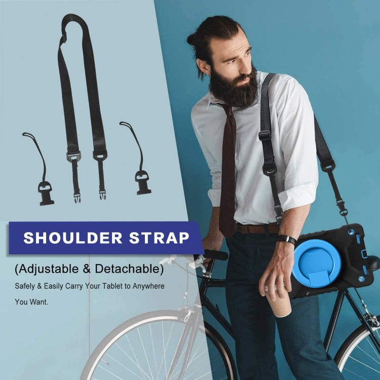 For Samsung Galaxy Tab A 8.0 (2019) T290 / T295 Shockproof Colorful Silicone + PC Protective Case with Holder & Shoulder Strap & Pen Slot