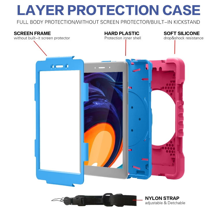 For Samsung Galaxy Tab A 8.0 (2019) T290 / T295 Shockproof Colorful Silicone + PC Protective Case with Holder & Shoulder Strap & Pen Slot