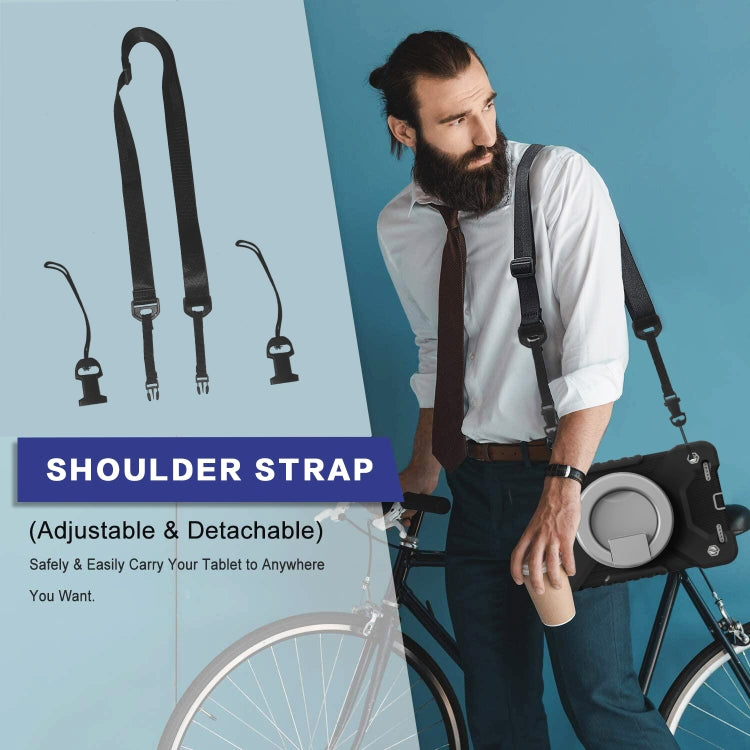 For Samsung Galaxy Tab A 8.0 (2019) T290 / T295 Shockproof Colorful Silicone + PC Protective Case with Holder & Shoulder Strap & Pen Slot