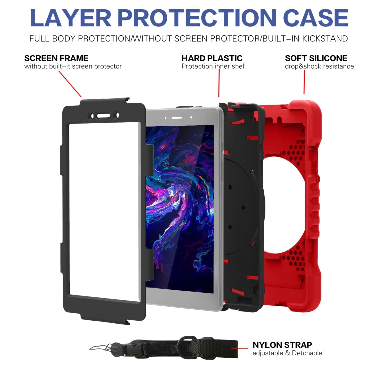 For Samsung Galaxy Tab A 8.0 (2019) T290 / T295 Shockproof Colorful Silicone + PC Protective Case with Holder & Shoulder Strap & Pen Slot