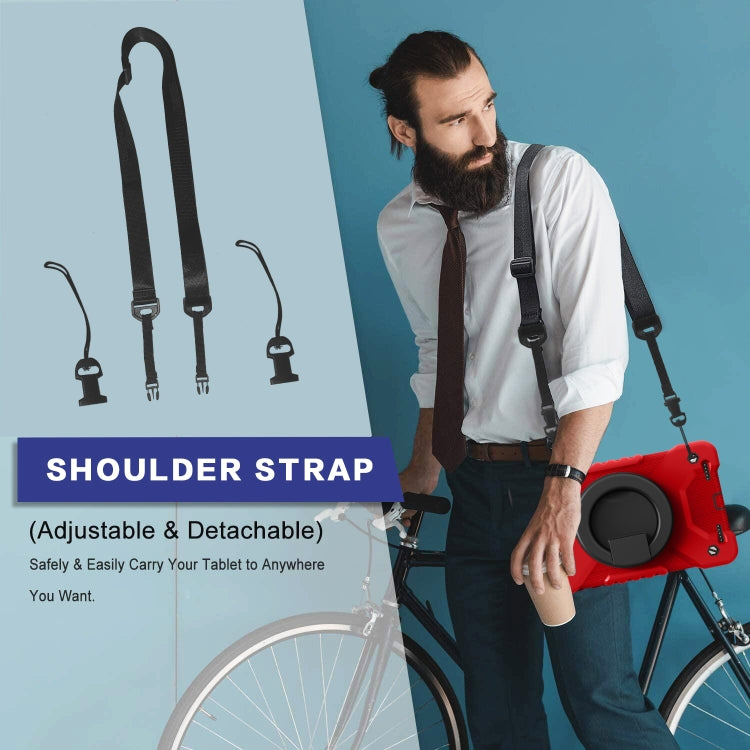 For Samsung Galaxy Tab A 8.0 (2019) T290 / T295 Shockproof Colorful Silicone + PC Protective Case with Holder & Shoulder Strap & Pen Slot