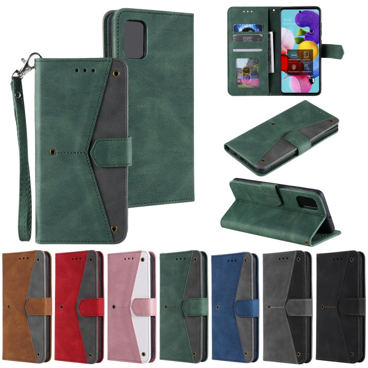 For Samsung Galaxy A72 5G / 4G Stitching Calf Texture Horizontal Flip Leather Case with Holder & Card Slots & Wallet