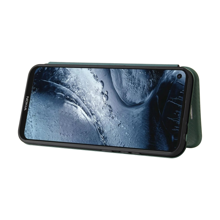 For Nokia 7.3 Carbon Fiber Texture Horizontal Flip TPU + PC + PU Leather Case with Card Slot