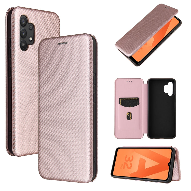 For Samsung Galaxy A32 4G Carbon Fiber Texture Horizontal Flip TPU + PC + PU Leather Case with Card Slot