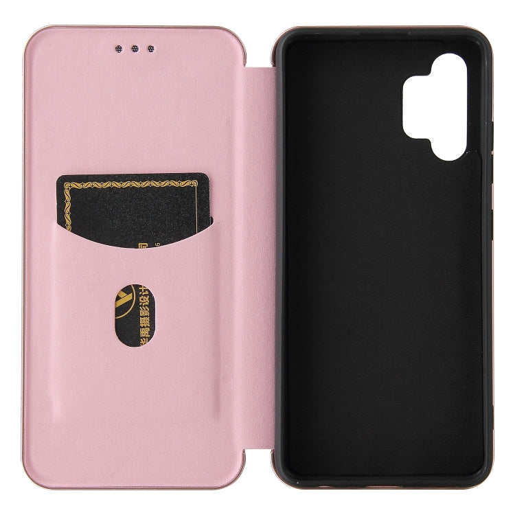 For Samsung Galaxy A32 4G Carbon Fiber Texture Horizontal Flip TPU + PC + PU Leather Case with Card Slot