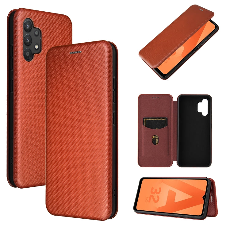 For Samsung Galaxy A32 4G Carbon Fiber Texture Horizontal Flip TPU + PC + PU Leather Case with Card Slot