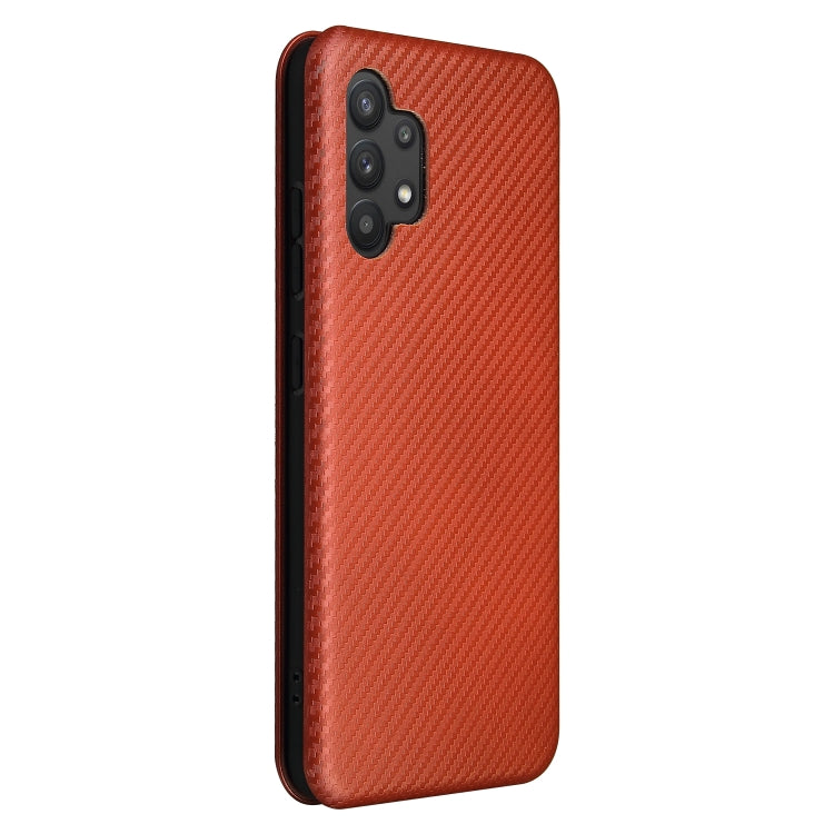 For Samsung Galaxy A32 4G Carbon Fiber Texture Horizontal Flip TPU + PC + PU Leather Case with Card Slot