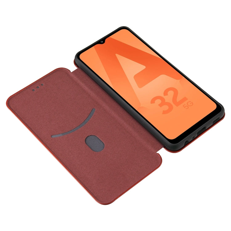 For Samsung Galaxy A32 4G Carbon Fiber Texture Horizontal Flip TPU + PC + PU Leather Case with Card Slot