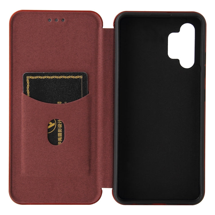 For Samsung Galaxy A32 4G Carbon Fiber Texture Horizontal Flip TPU + PC + PU Leather Case with Card Slot