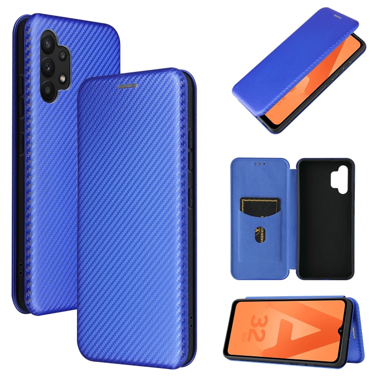 For Samsung Galaxy A32 4G Carbon Fiber Texture Horizontal Flip TPU + PC + PU Leather Case with Card Slot