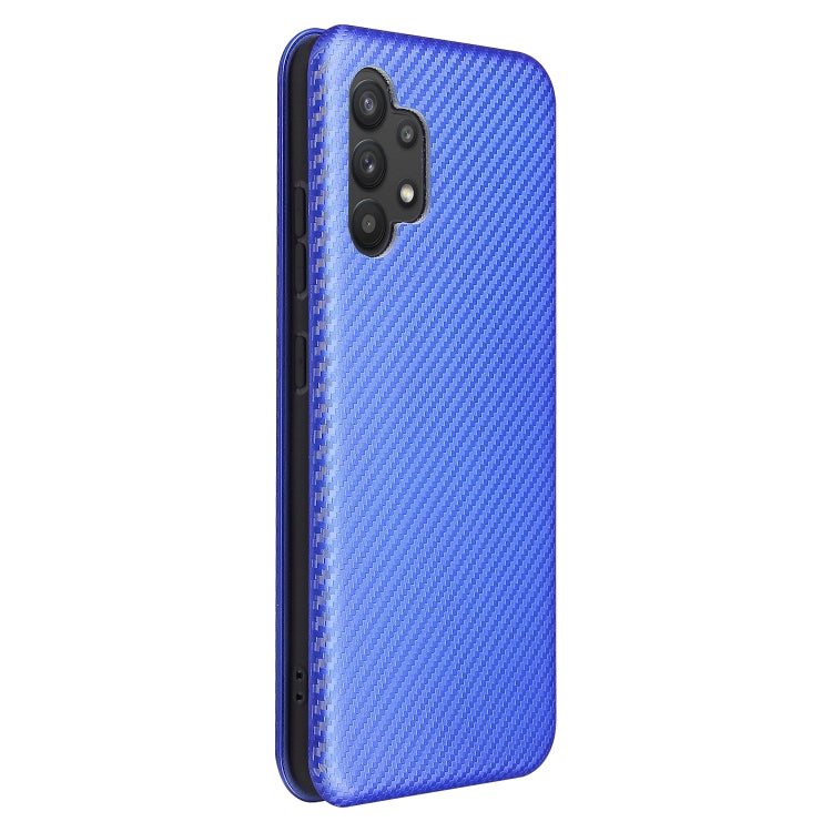 For Samsung Galaxy A32 4G Carbon Fiber Texture Horizontal Flip TPU + PC + PU Leather Case with Card Slot