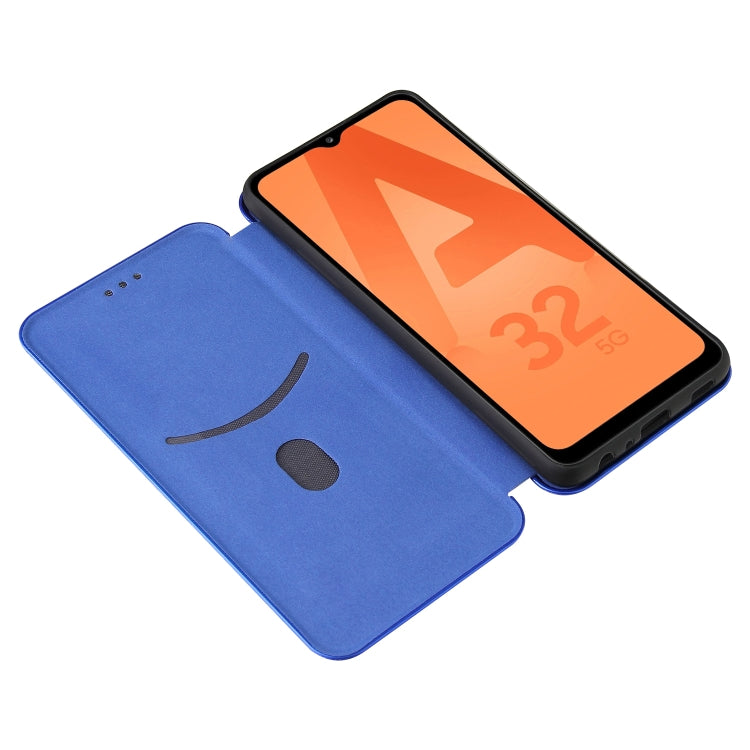 For Samsung Galaxy A32 4G Carbon Fiber Texture Horizontal Flip TPU + PC + PU Leather Case with Card Slot
