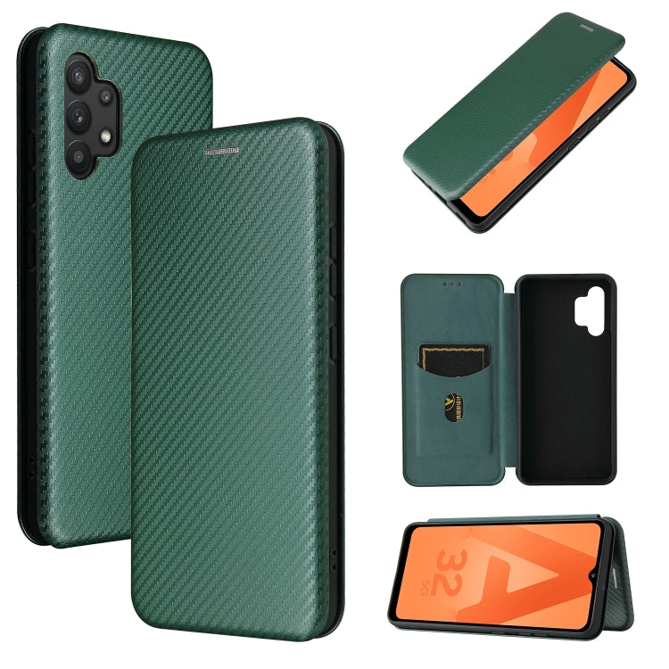 For Samsung Galaxy A32 4G Carbon Fiber Texture Horizontal Flip TPU + PC + PU Leather Case with Card Slot