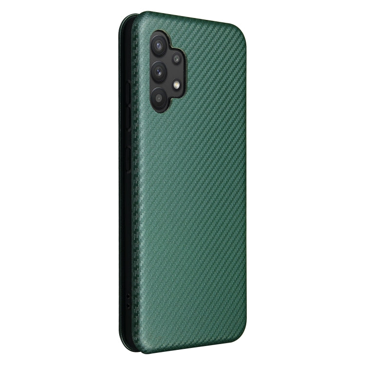 For Samsung Galaxy A32 4G Carbon Fiber Texture Horizontal Flip TPU + PC + PU Leather Case with Card Slot