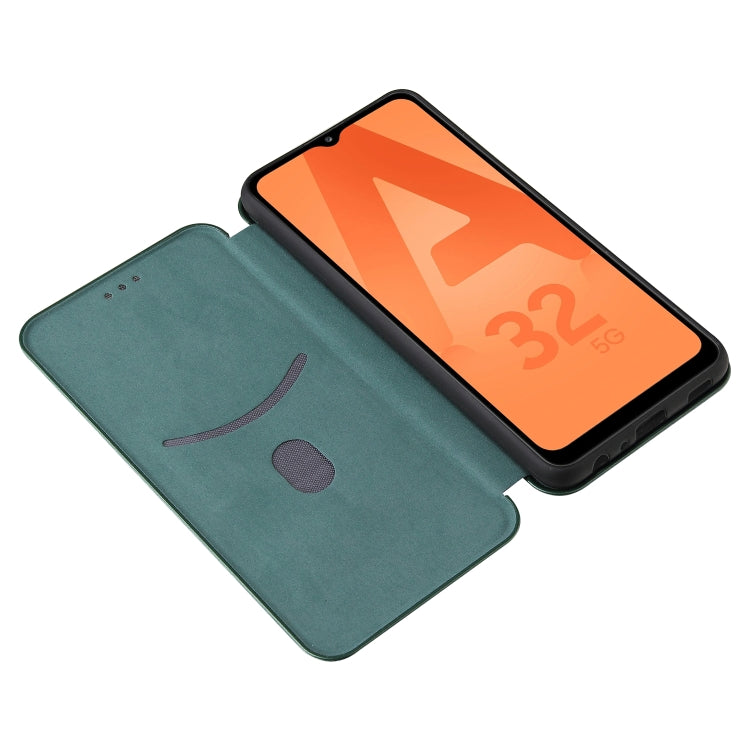 For Samsung Galaxy A32 4G Carbon Fiber Texture Horizontal Flip TPU + PC + PU Leather Case with Card Slot