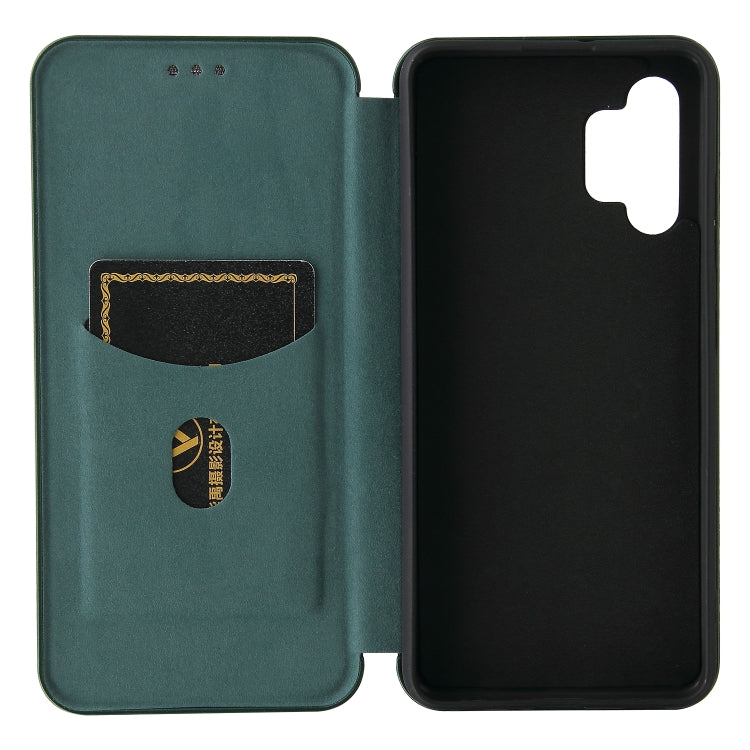 For Samsung Galaxy A32 4G Carbon Fiber Texture Horizontal Flip TPU + PC + PU Leather Case with Card Slot