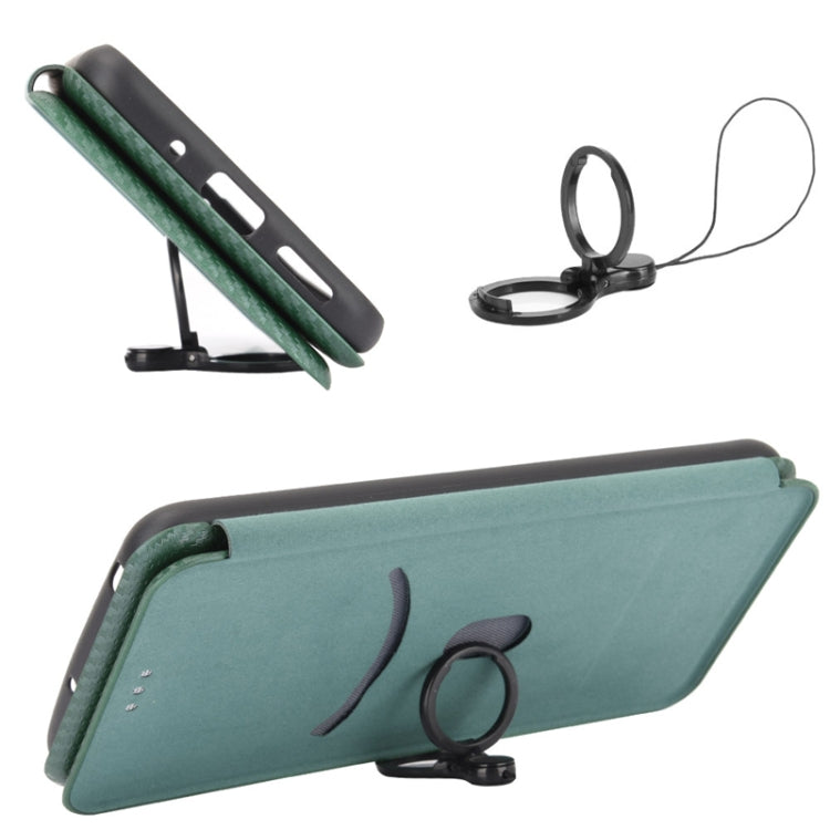 For Samsung Galaxy A32 4G Carbon Fiber Texture Horizontal Flip TPU + PC + PU Leather Case with Card Slot