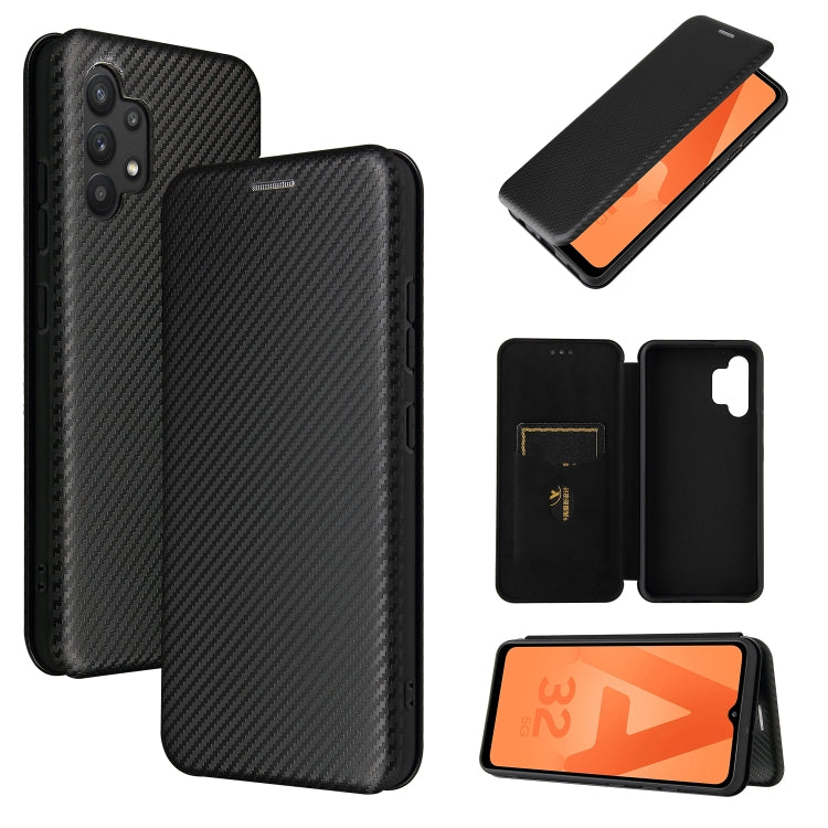 For Samsung Galaxy A32 4G Carbon Fiber Texture Horizontal Flip TPU + PC + PU Leather Case with Card Slot