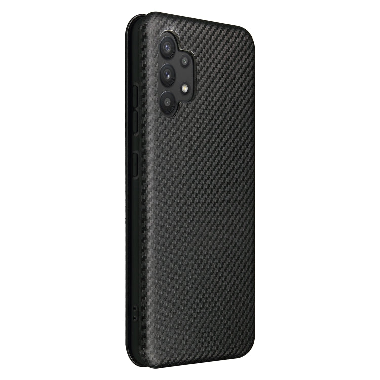 For Samsung Galaxy A32 4G Carbon Fiber Texture Horizontal Flip TPU + PC + PU Leather Case with Card Slot