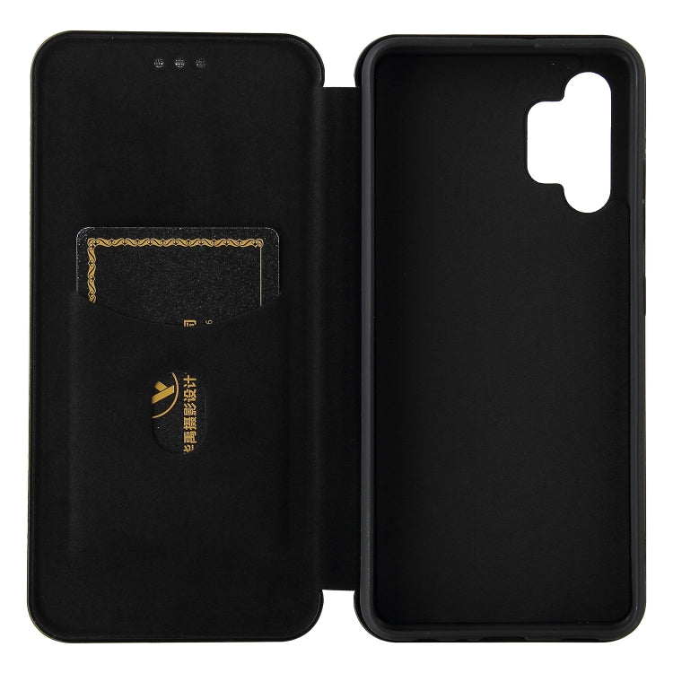 For Samsung Galaxy A32 4G Carbon Fiber Texture Horizontal Flip TPU + PC + PU Leather Case with Card Slot