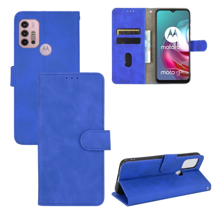 For Motorola Moto G30 / G10 Solid Color Skin Feel Magnetic Buckle Horizontal Flip Calf Texture PU Leather Case with Holder & Card Slots & Wallet