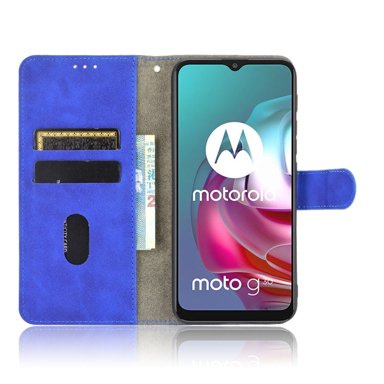 For Motorola Moto G30 / G10 Solid Color Skin Feel Magnetic Buckle Horizontal Flip Calf Texture PU Leather Case with Holder & Card Slots & Wallet