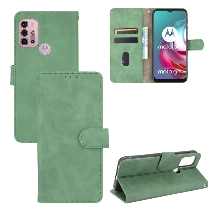 For Motorola Moto G30 / G10 Solid Color Skin Feel Magnetic Buckle Horizontal Flip Calf Texture PU Leather Case with Holder & Card Slots & Wallet