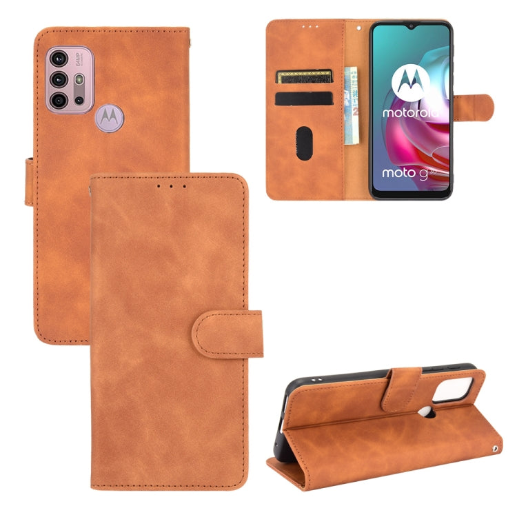 For Motorola Moto G30 / G10 Solid Color Skin Feel Magnetic Buckle Horizontal Flip Calf Texture PU Leather Case with Holder & Card Slots & Wallet