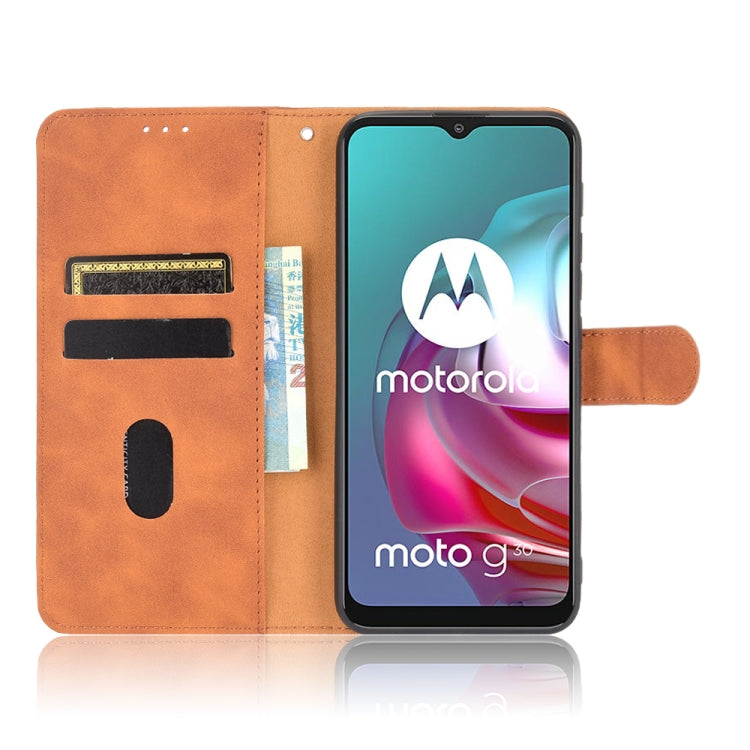 For Motorola Moto G30 / G10 Solid Color Skin Feel Magnetic Buckle Horizontal Flip Calf Texture PU Leather Case with Holder & Card Slots & Wallet