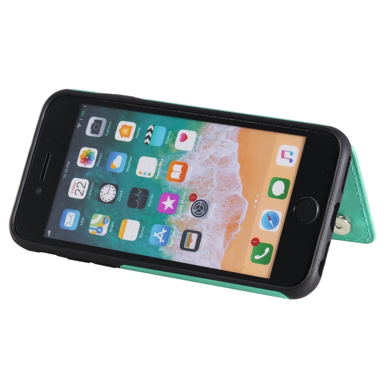 For iPhone SE 2022 / SE 2020 / 8 / 7 Flower Embossing Pattern Shockproof Protective Case with Holder & Card Slots & Photo Frame