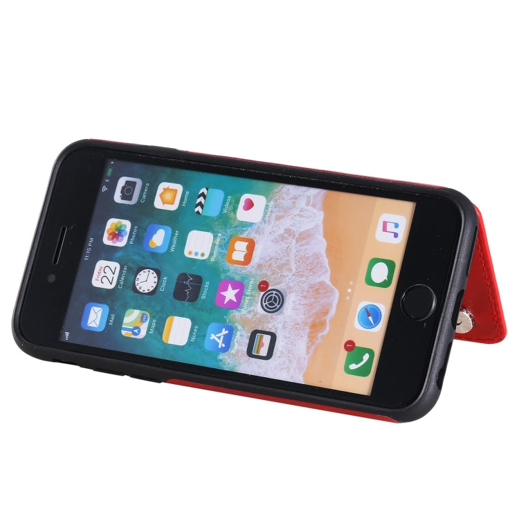 For iPhone SE 2022 / SE 2020 / 8 / 7 Flower Embossing Pattern Shockproof Protective Case with Holder & Card Slots & Photo Frame