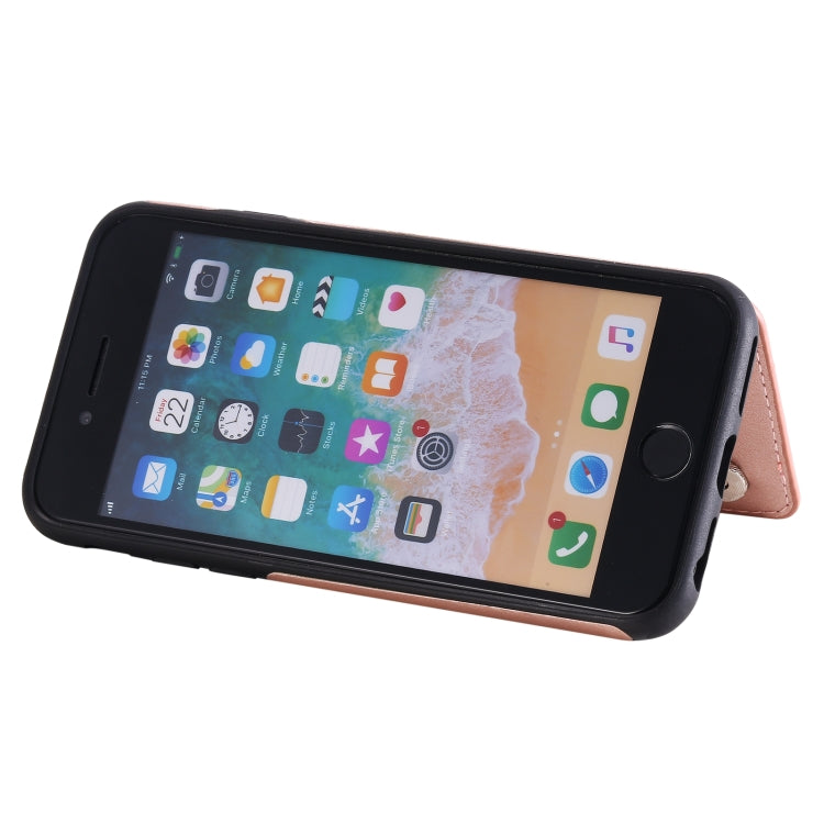 For iPhone SE 2022 / SE 2020 / 8 / 7 Flower Embossing Pattern Shockproof Protective Case with Holder & Card Slots & Photo Frame