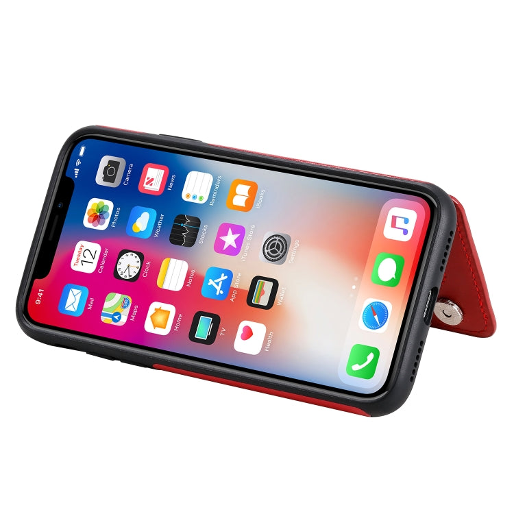 For iPhone X / XS Flower Embossing Pattern Shockproof Protective Case with Holder & Card Slots & Photo Frame