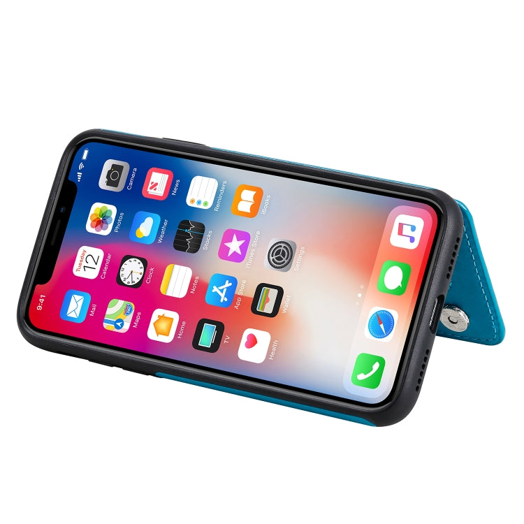 For iPhone X / XS Flower Embossing Pattern Shockproof Protective Case with Holder & Card Slots & Photo Frame