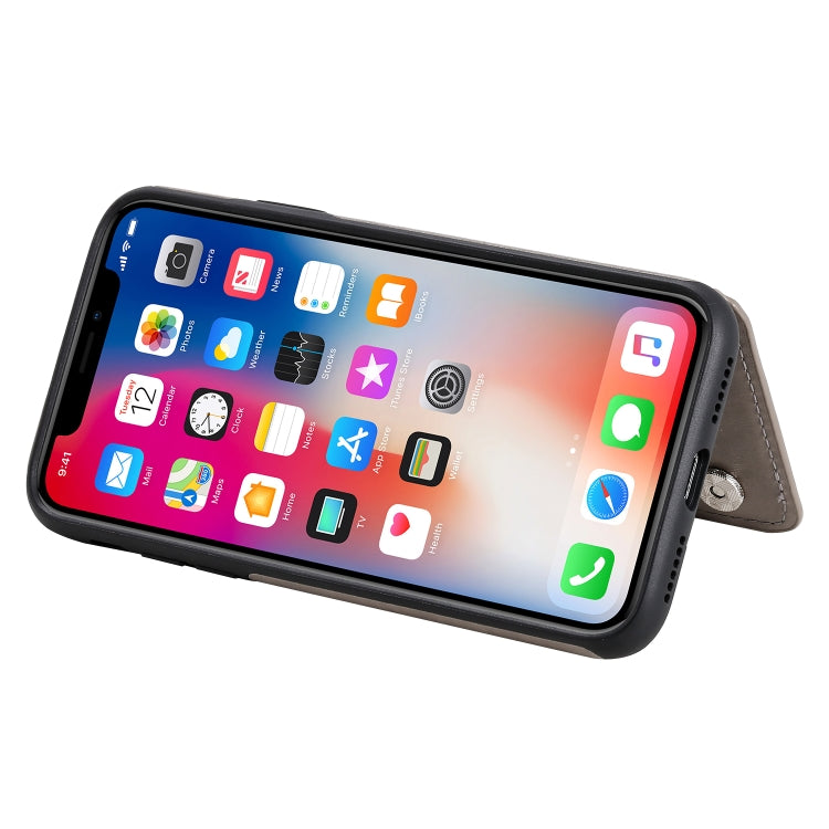 For iPhone X / XS Flower Embossing Pattern Shockproof Protective Case with Holder & Card Slots & Photo Frame