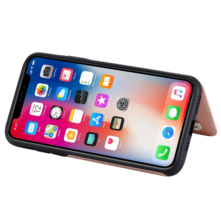 For iPhone X / XS Flower Embossing Pattern Shockproof Protective Case with Holder & Card Slots & Photo Frame