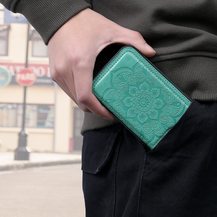 For iPhone 11 Flower Embossing Pattern Shockproof Protective Case with Holder & Card Slots & Photo Frame