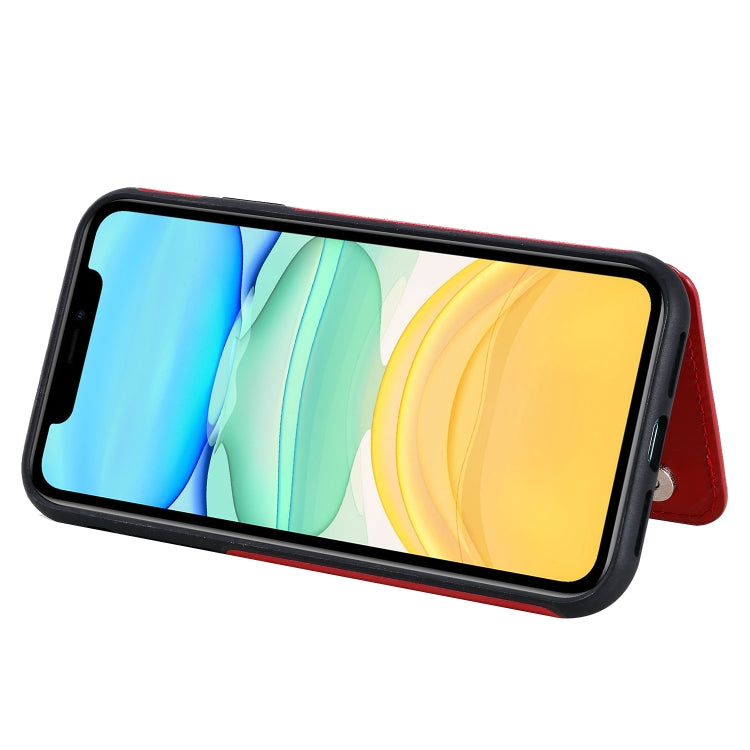For iPhone 11 Flower Embossing Pattern Shockproof Protective Case with Holder & Card Slots & Photo Frame