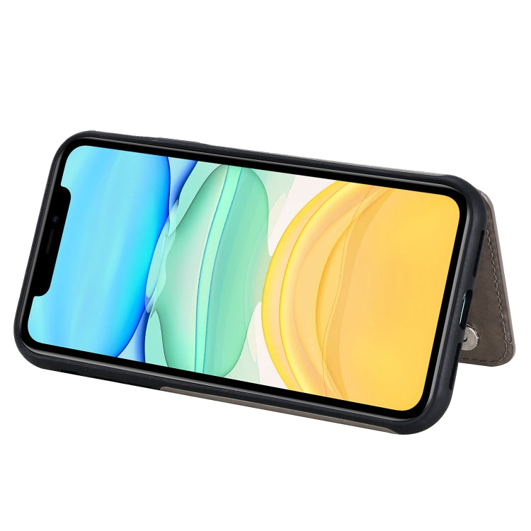 For iPhone 11 Flower Embossing Pattern Shockproof Protective Case with Holder & Card Slots & Photo Frame