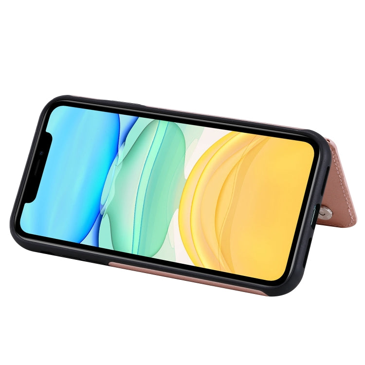 For iPhone 11 Flower Embossing Pattern Shockproof Protective Case with Holder & Card Slots & Photo Frame