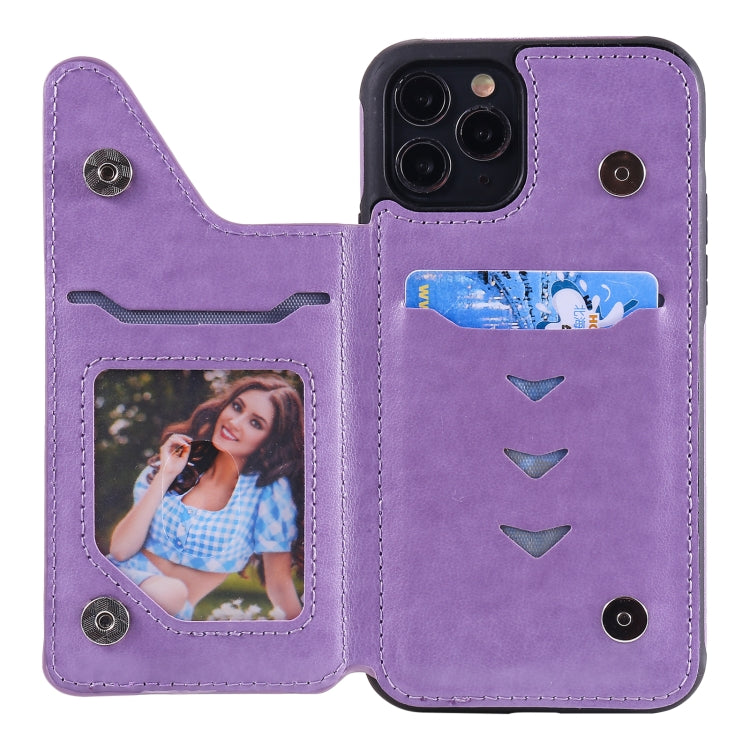 For iPhone 11 Pro Flower Embossing Pattern Shockproof Protective Case with Holder & Card Slots & Photo Frame