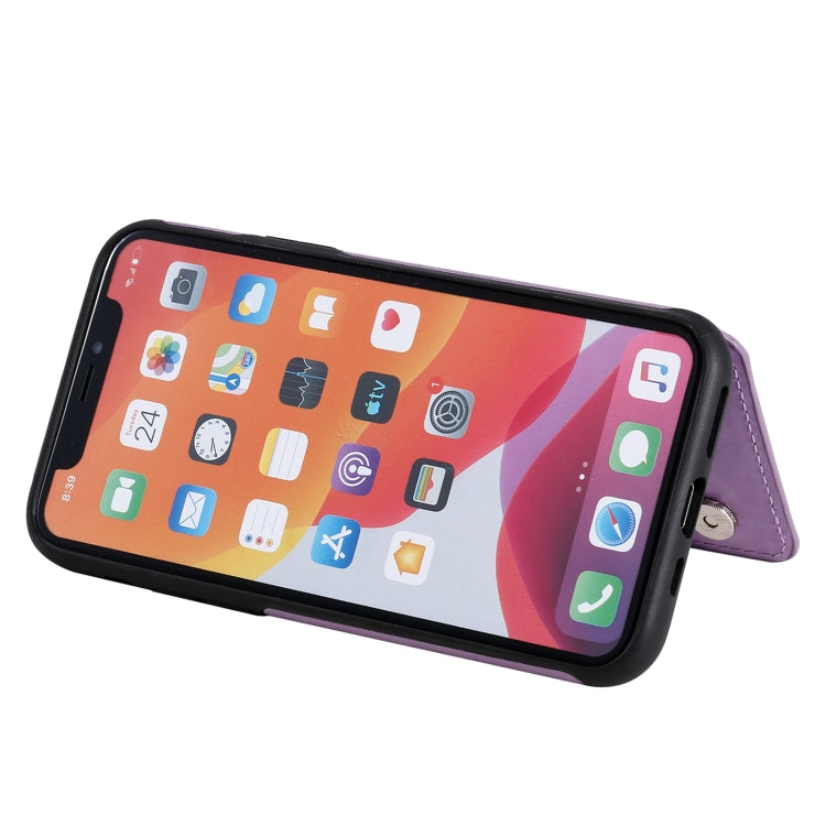 For iPhone 11 Pro Flower Embossing Pattern Shockproof Protective Case with Holder & Card Slots & Photo Frame