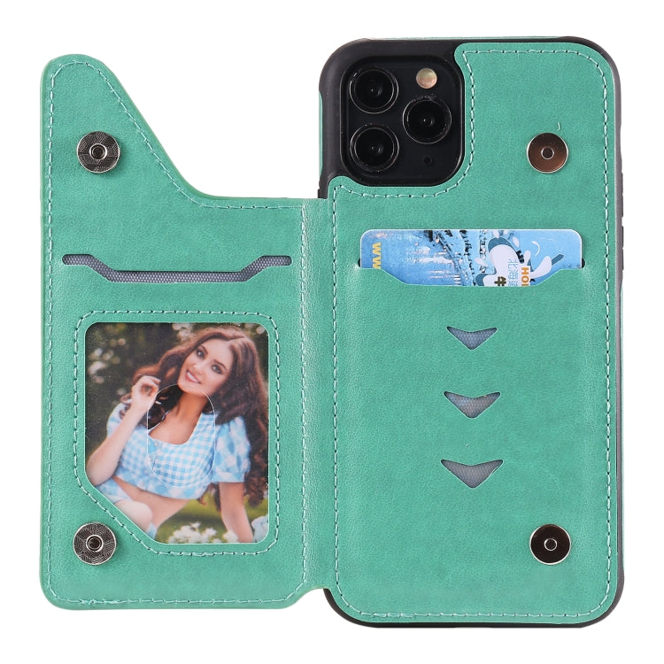 For iPhone 11 Pro Flower Embossing Pattern Shockproof Protective Case with Holder & Card Slots & Photo Frame