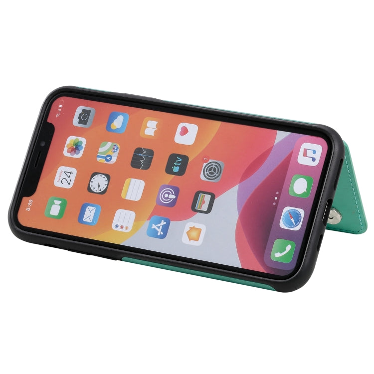 For iPhone 11 Pro Flower Embossing Pattern Shockproof Protective Case with Holder & Card Slots & Photo Frame