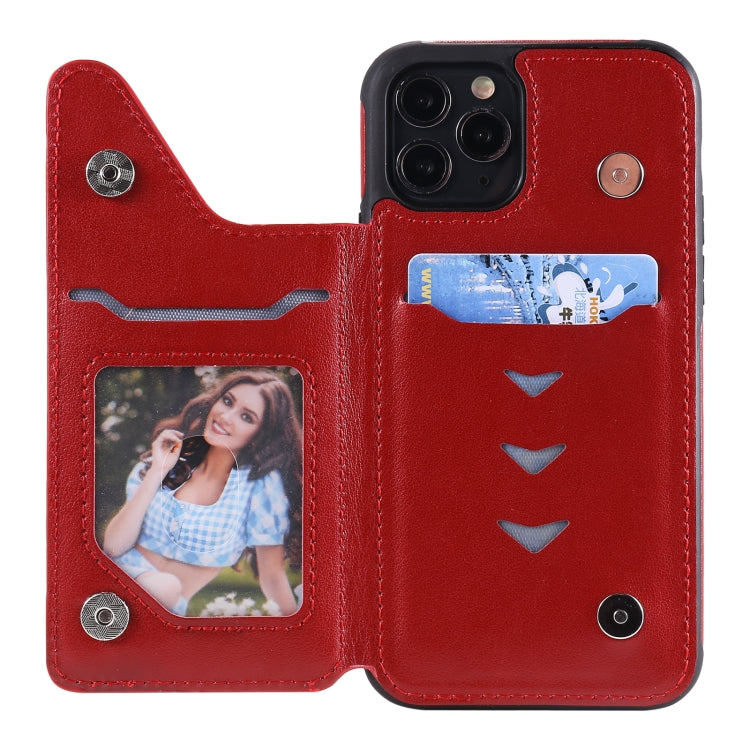 For iPhone 11 Pro Flower Embossing Pattern Shockproof Protective Case with Holder & Card Slots & Photo Frame