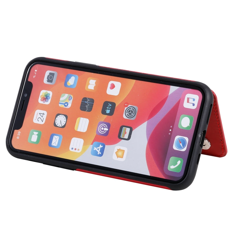 For iPhone 11 Pro Flower Embossing Pattern Shockproof Protective Case with Holder & Card Slots & Photo Frame
