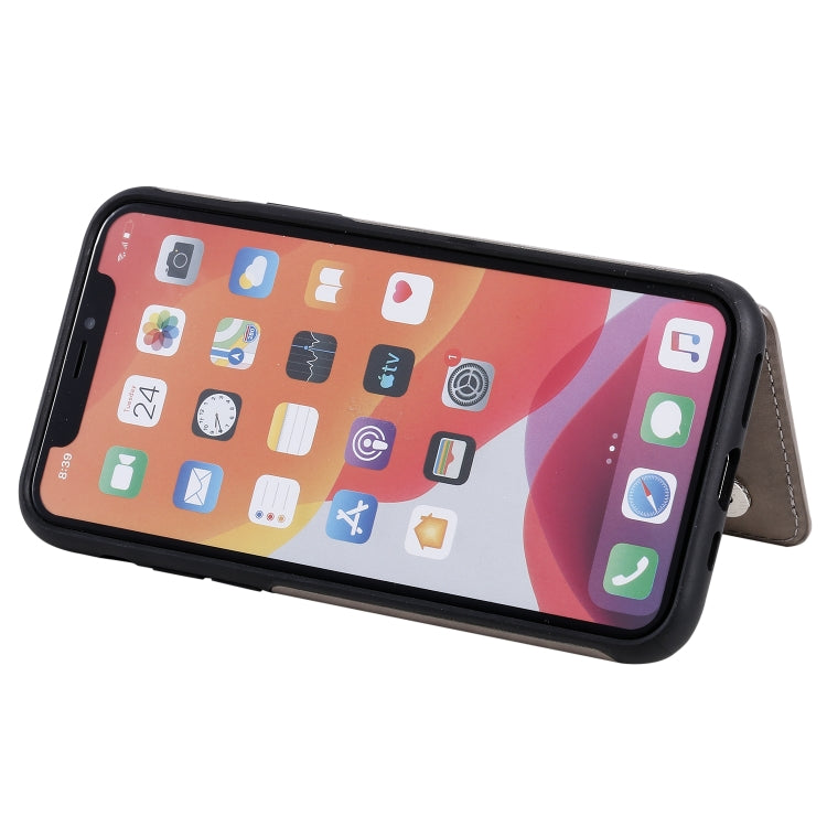 For iPhone 11 Pro Flower Embossing Pattern Shockproof Protective Case with Holder & Card Slots & Photo Frame